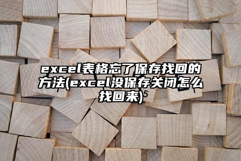 excel表格忘了保存找回的方法