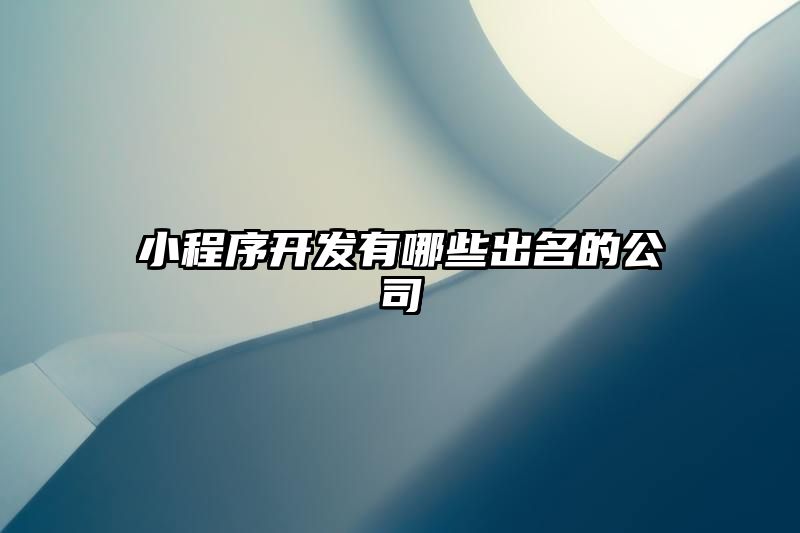 小程序开发有哪些出名的公司