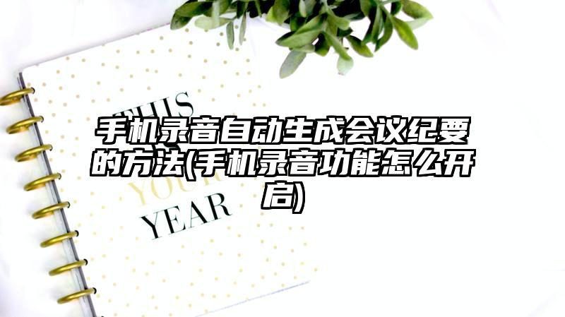 手机录音自动生成会议纪要的方法