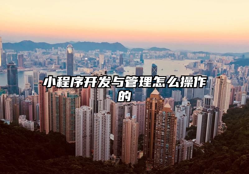 小程序开发与管理怎么操作的