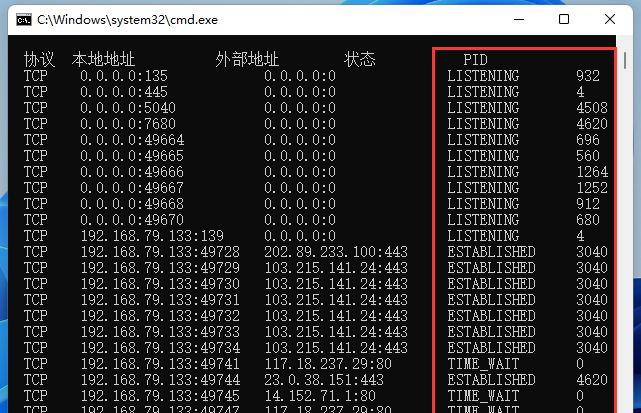 怎么看端口有没有被占用？Win11查看端口是否占用的方法