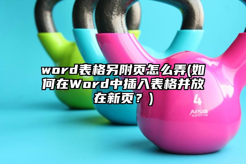 word表格另附页怎么弄