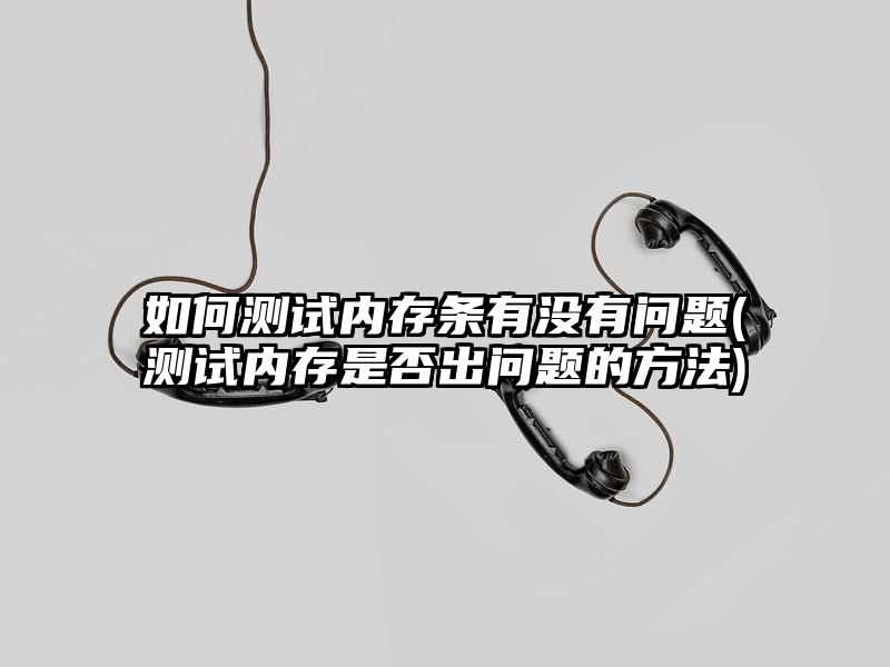 如何测试内存条有没有问题