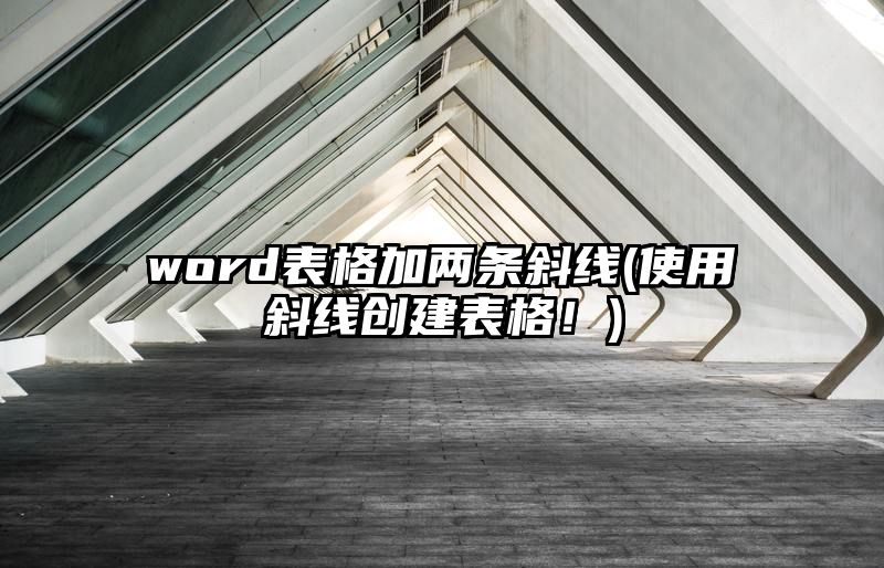 word表格加两条斜线