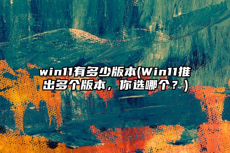 win11有多少版本