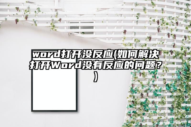 word打开没反应