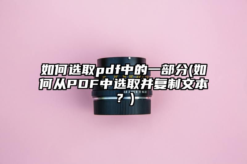 如何选取pdf中的一部分