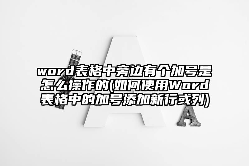 word表格中旁边有个加号是怎么操作的