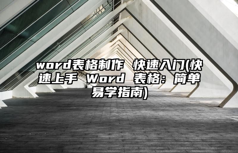 word表格制作 快速入门