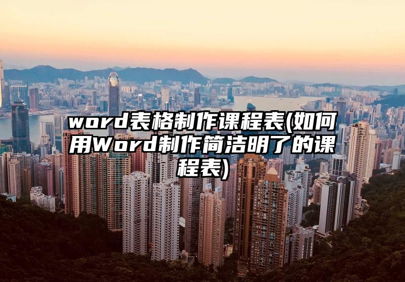 word表格制作课程表