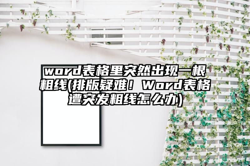 word表格里突然出现一根粗线