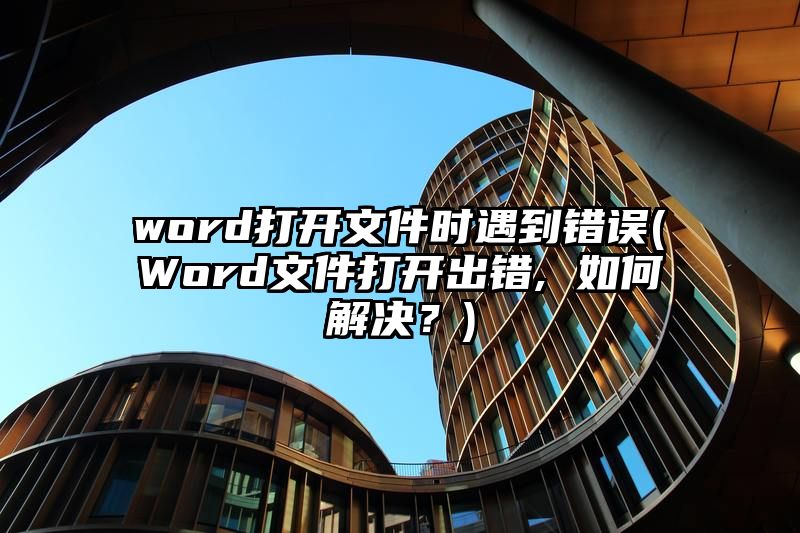 word打开文件时遇到错误