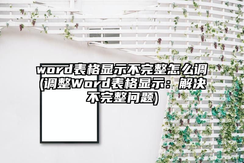 word表格显示不完整怎么调