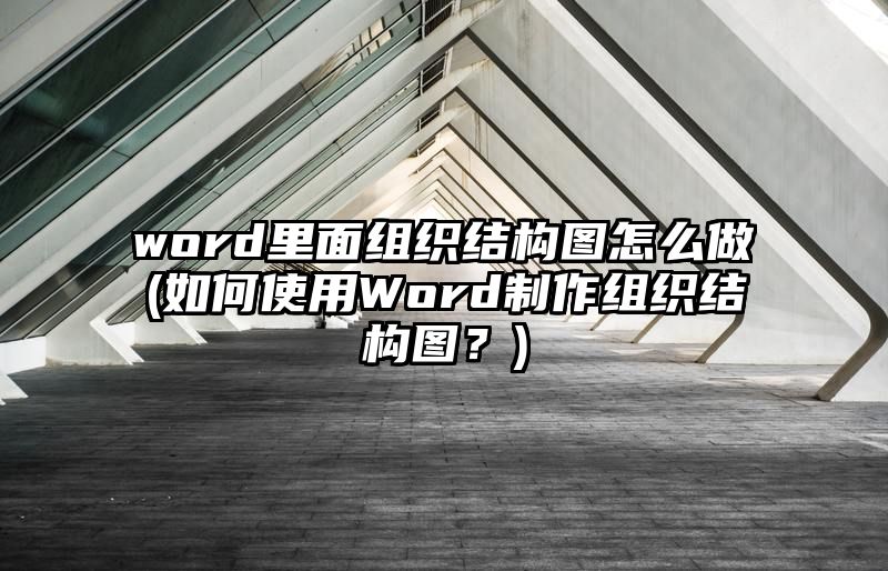 word里面组织结构图怎么做