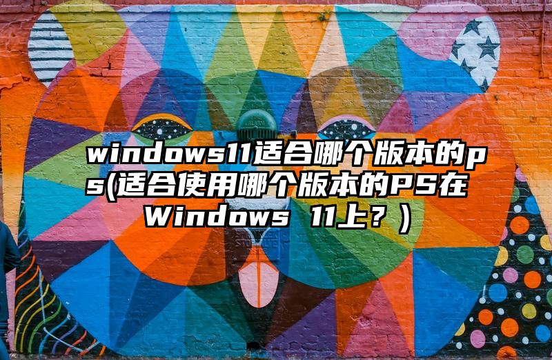 windows11适合哪个版本的ps