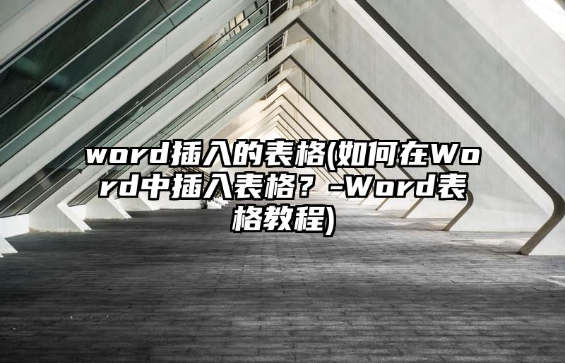 word插入的表格