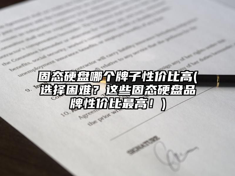 固态硬盘哪个牌子性价比高