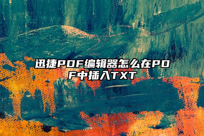 迅捷PDF编辑器怎么在PDF中插入TXT