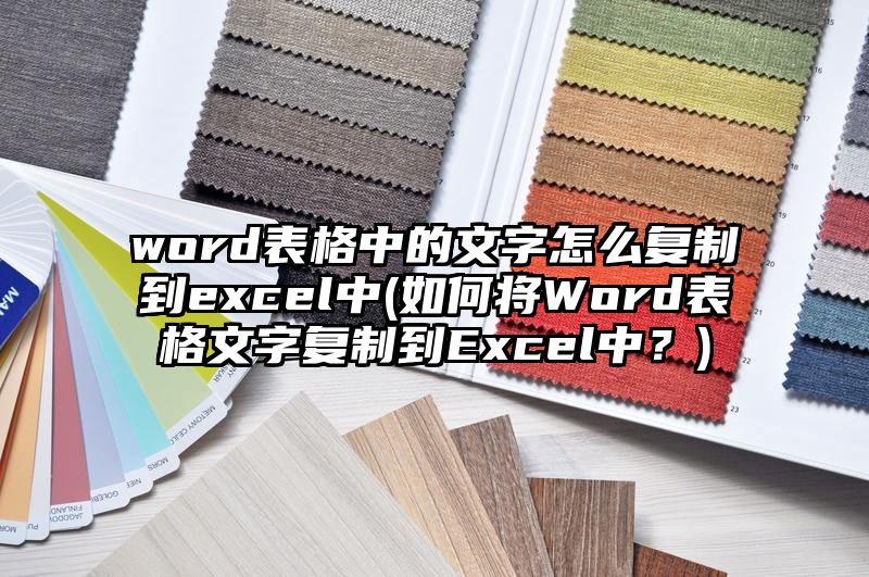 word表格中的文字怎么复制到excel中