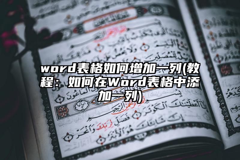 word表格如何增加一列