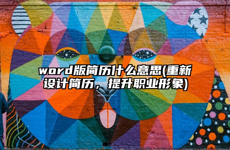 word版简历什么意思