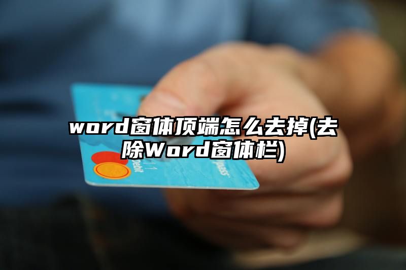 word窗体顶端怎么去掉