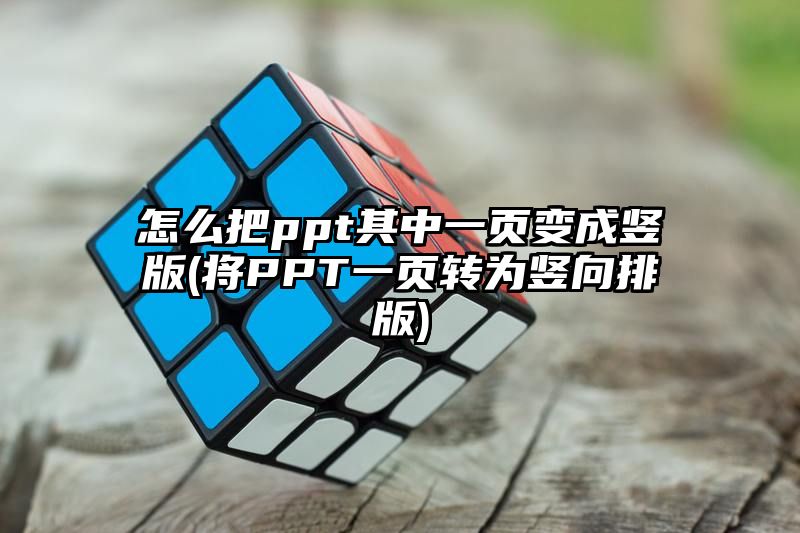 怎么把ppt其中一页变成竖版