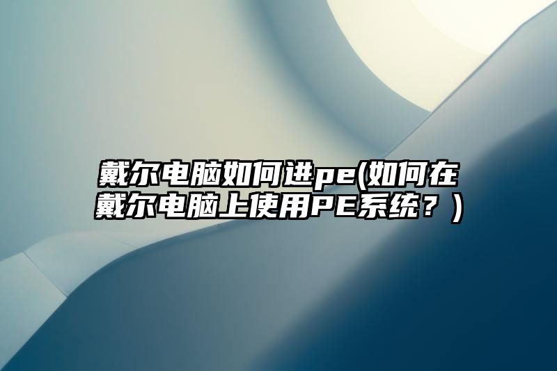 戴尔电脑如何进pe