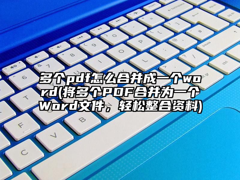 多个pdf怎么合并成一个word