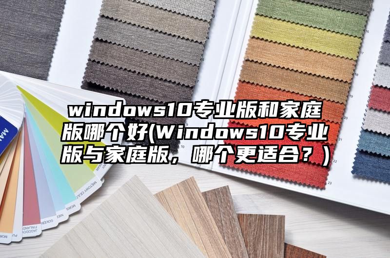 windows10专业版和家庭版哪个好