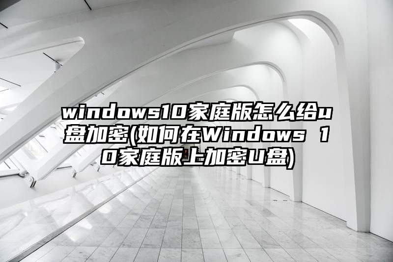 windows10家庭版怎么给u盘加密