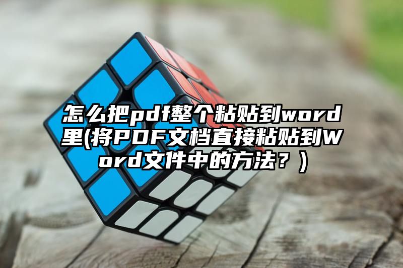 怎么把pdf整个粘贴到word里