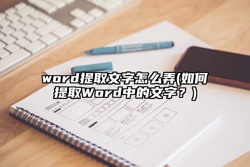 word提取文字怎么弄