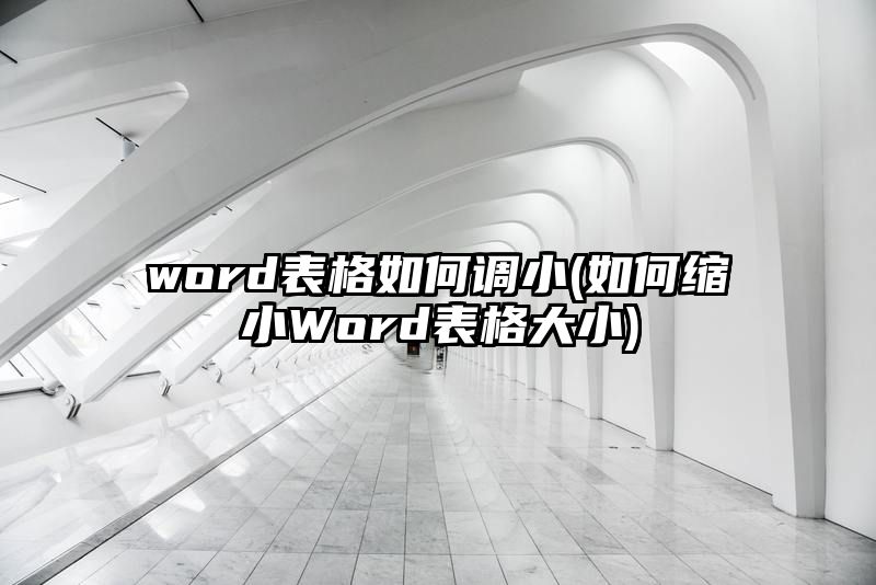 word表格如何调小