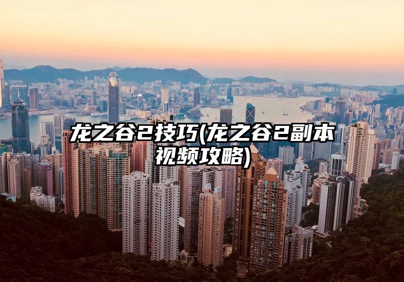 龙之谷2技巧