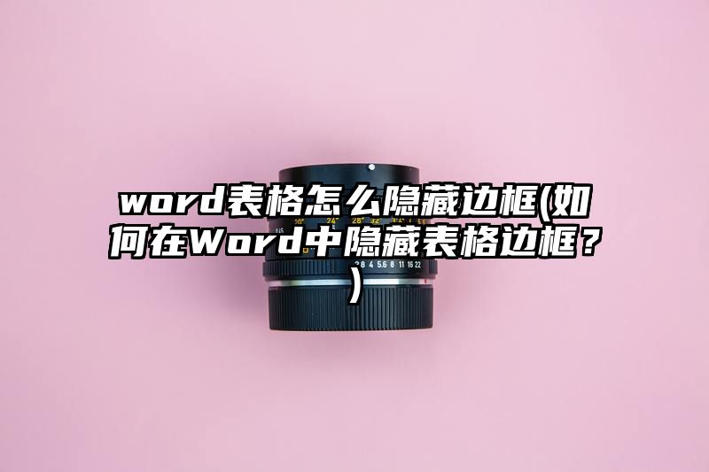 word表格怎么隐藏边框