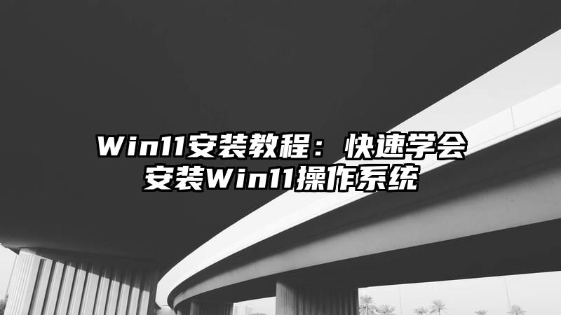 Win11安装教程：快速学会安装Win11操作系统