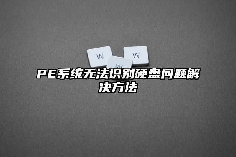 PE系统无法识别硬盘问题解决方法