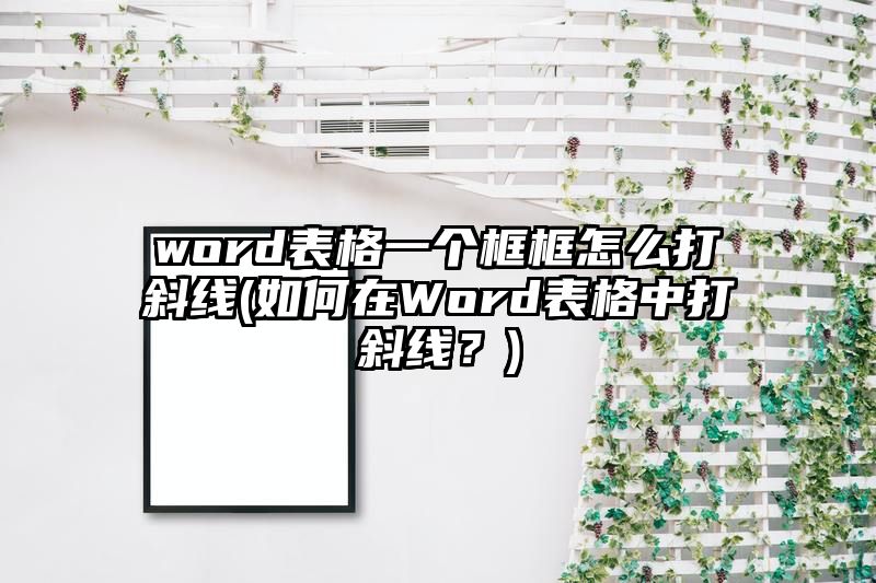 word表格一个框框怎么打斜线