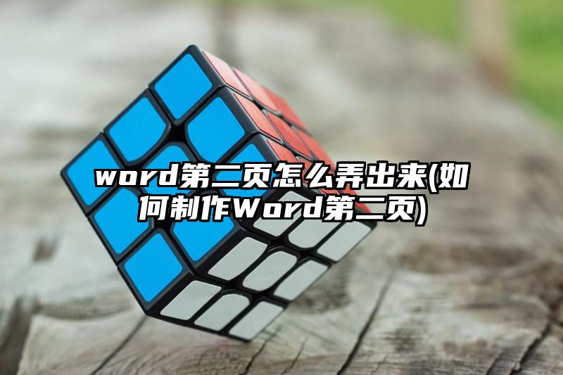 word第二页怎么弄出来