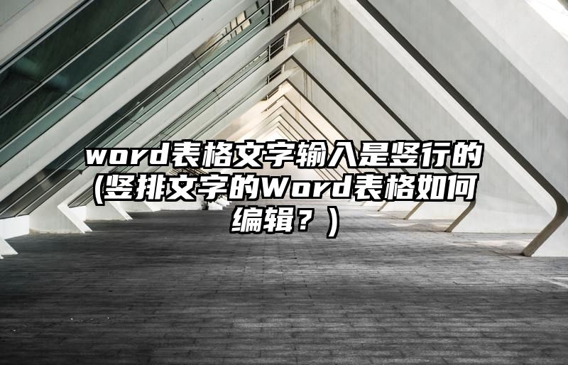 word表格文字输入是竖行的