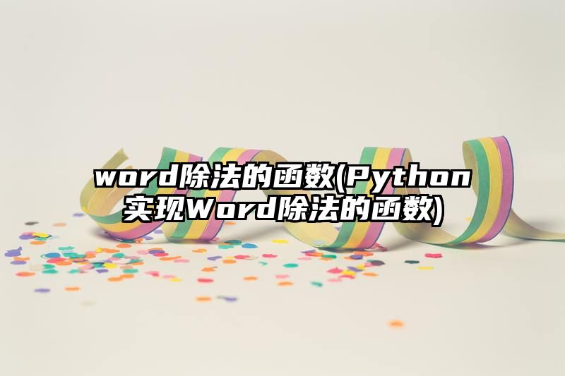 word除法的函数