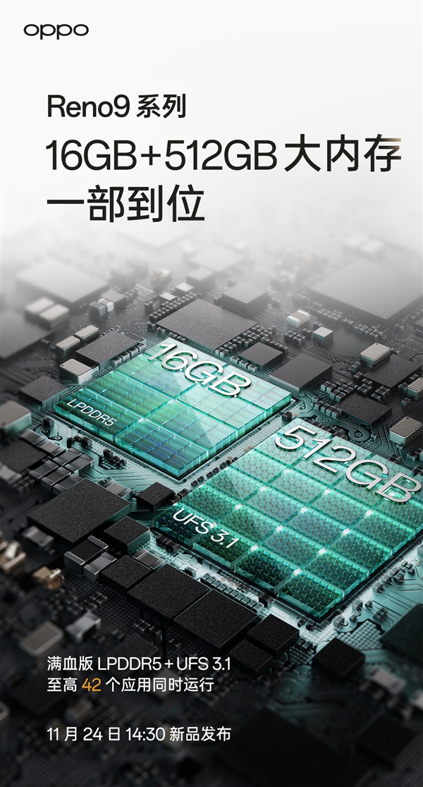 骁龙8+中端神机！OPPO Reno9系列采用16GB+512GB超大组合